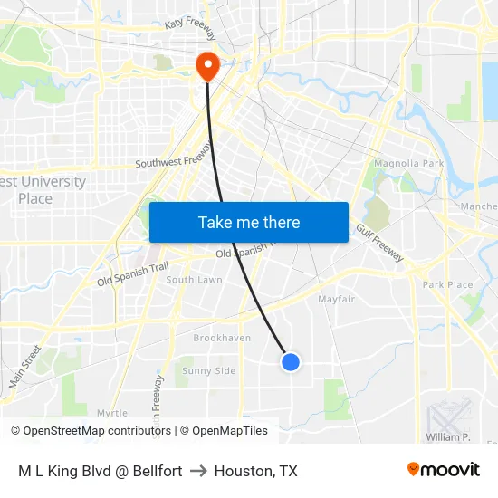 M L King Blvd @ Bellfort to Houston, TX map