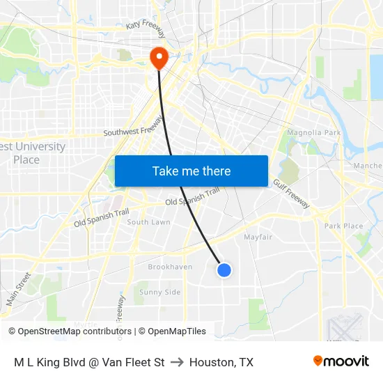 M L King Blvd @ Van Fleet St to Houston, TX map