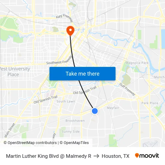 Martin Luther King Blvd @ Malmedy R to Houston, TX map