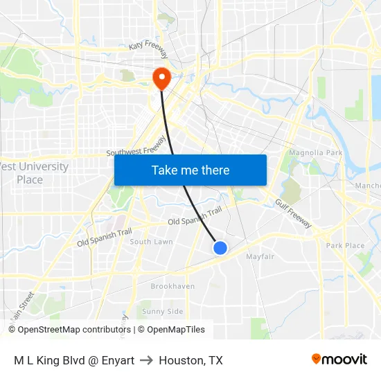 M L King Blvd @ Enyart to Houston, TX map