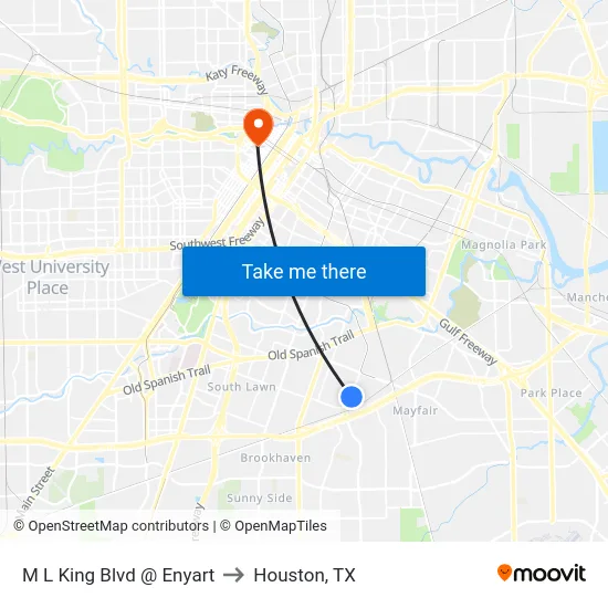 M L King Blvd @ Enyart to Houston, TX map