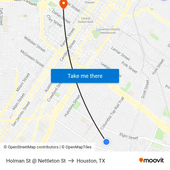Holman St @ Nettleton St to Houston, TX map