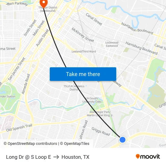 Long Dr @ S Loop E to Houston, TX map