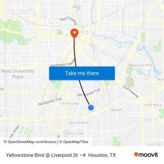 Yellowstone Blvd @ Liverpool St to Houston, TX map