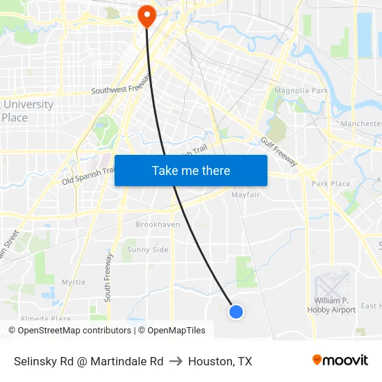 Selinsky Rd @ Martindale Rd to Houston, TX map