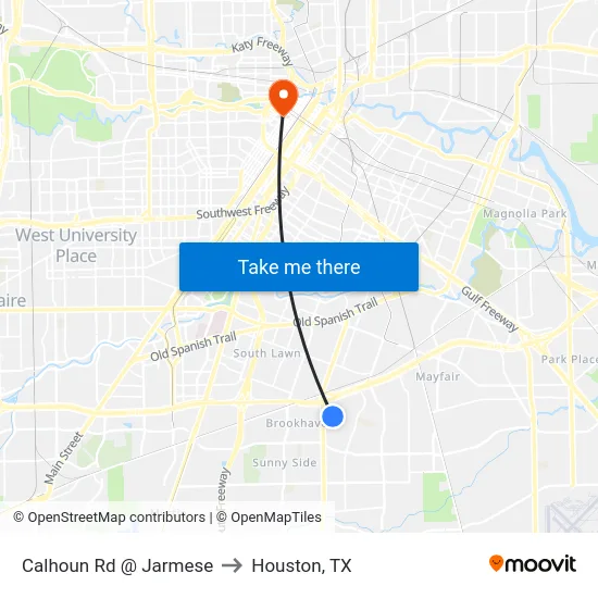 Calhoun Rd @ Jarmese to Houston, TX map