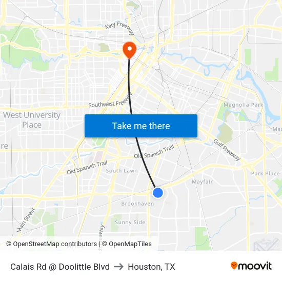 Calais Rd @ Doolittle Blvd to Houston, TX map