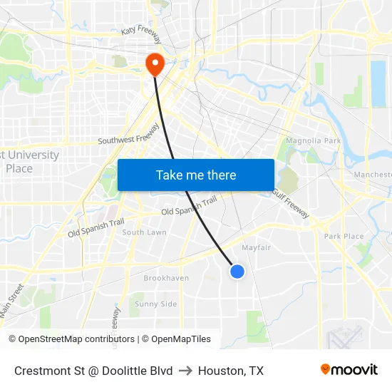 Crestmont St @ Doolittle Blvd to Houston, TX map