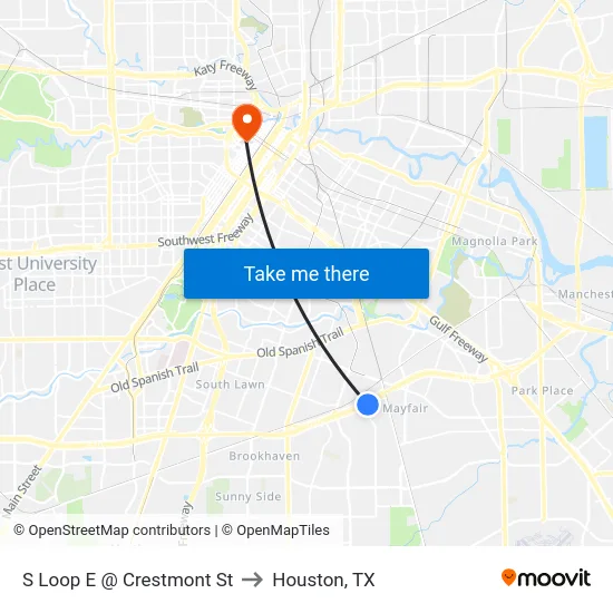 S Loop E @ Crestmont St to Houston, TX map