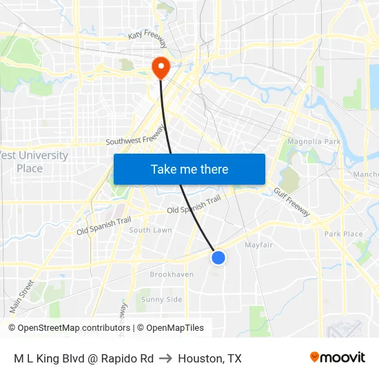 M L King Blvd @ Rapido Rd to Houston, TX map