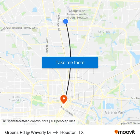 Greens Rd @ Waverly Dr to Houston, TX map