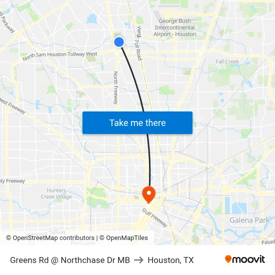 Greens Rd @ Northchase Dr MB to Houston, TX map