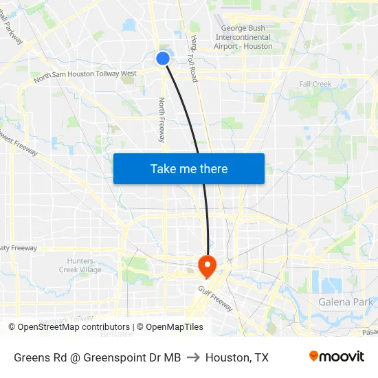 Greens Rd @ Greenspoint Dr MB to Houston, TX map