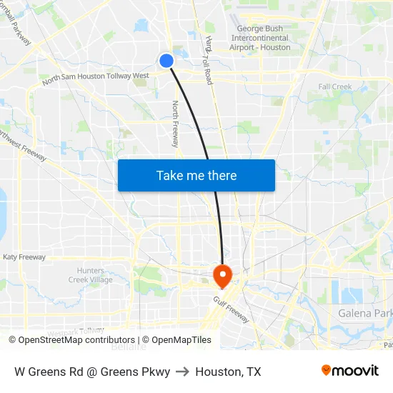 W Greens Rd @ Greens Pkwy to Houston, TX map