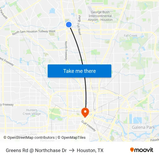 Greens Rd @ Northchase Dr to Houston, TX map