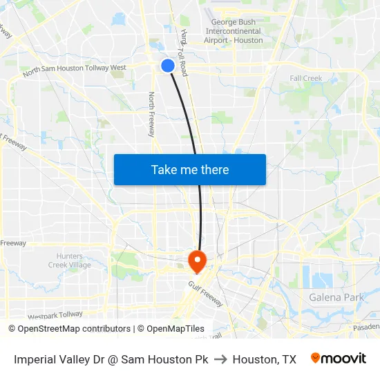 Imperial Valley Dr @ Sam Houston Pk to Houston, TX map