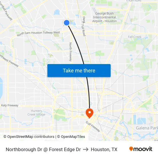 Northborough Dr @ Forest Edge Dr to Houston, TX map