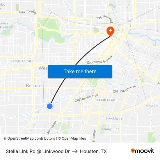 Stella Link Rd @ Linkwood Dr to Houston, TX map