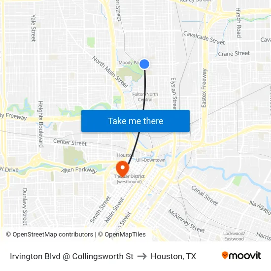 Irvington Blvd @ Collingsworth St to Houston, TX map