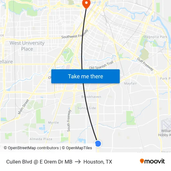 Cullen Blvd @ E Orem Dr MB to Houston, TX map