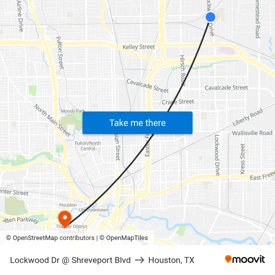 Lockwood Dr @ Shreveport Blvd to Houston, TX map