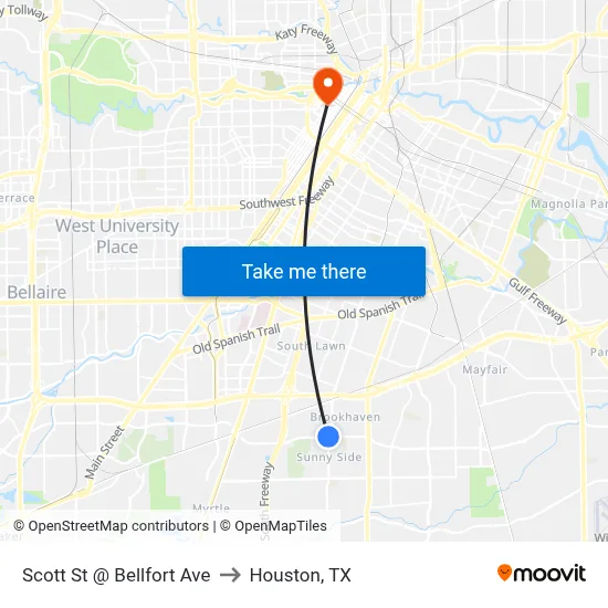 Scott St @ Bellfort Ave to Houston, TX map