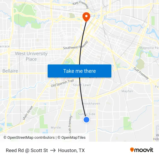 Reed Rd @ Scott St to Houston, TX map