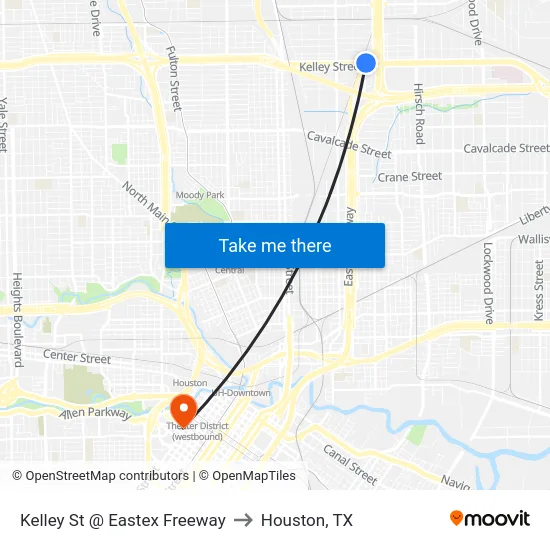 Kelley St @ Eastex Freeway to Houston, TX map