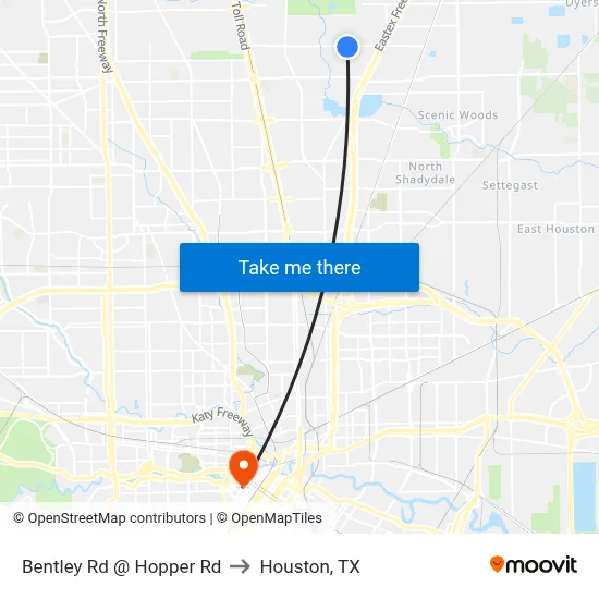Bentley Rd @ Hopper Rd to Houston, TX map