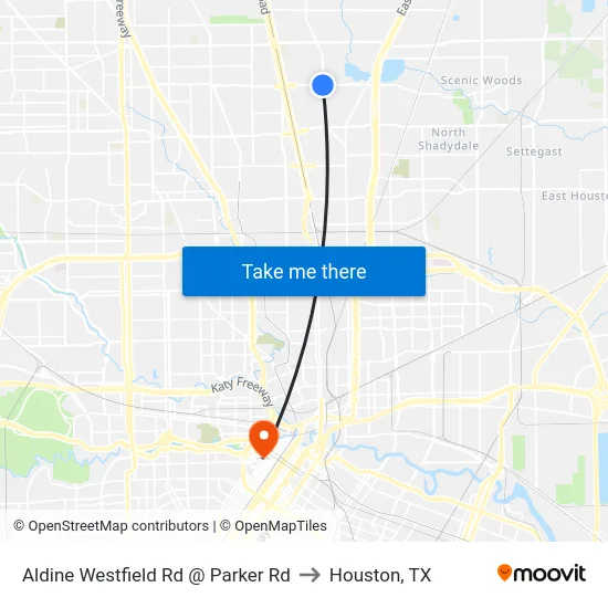 Aldine Westfield Rd @ Parker Rd to Houston, TX map