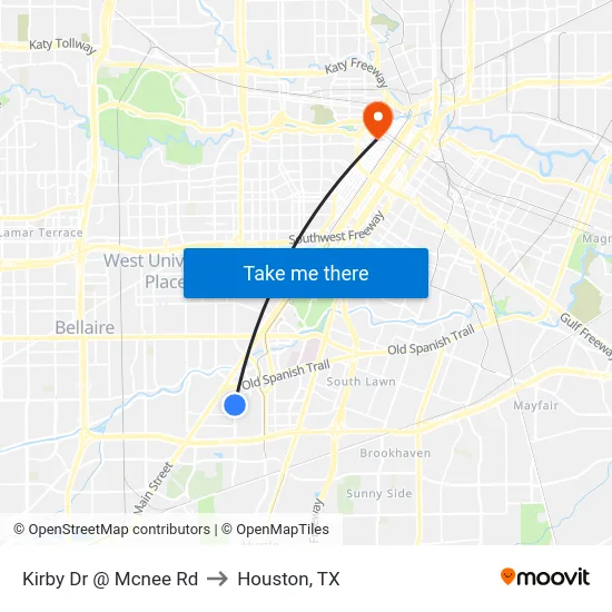 Kirby Dr @ Mcnee Rd to Houston, TX map