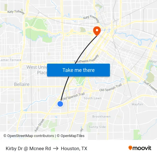 Kirby Dr @ Mcnee Rd to Houston, TX map