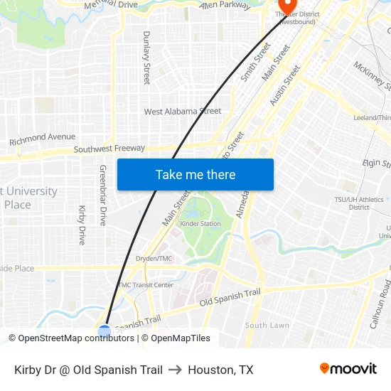 Kirby Dr @ Old Spanish Trail to Houston, TX map
