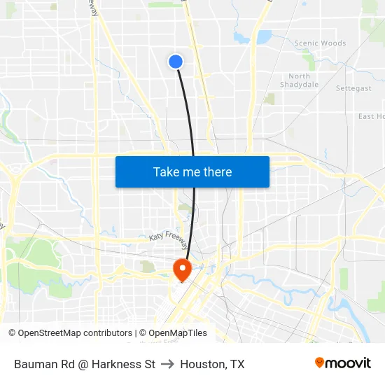Bauman Rd @ Harkness St to Houston, TX map