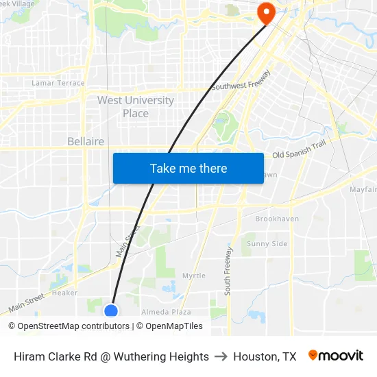 Hiram Clarke Rd @ Wuthering Heights to Houston, TX map