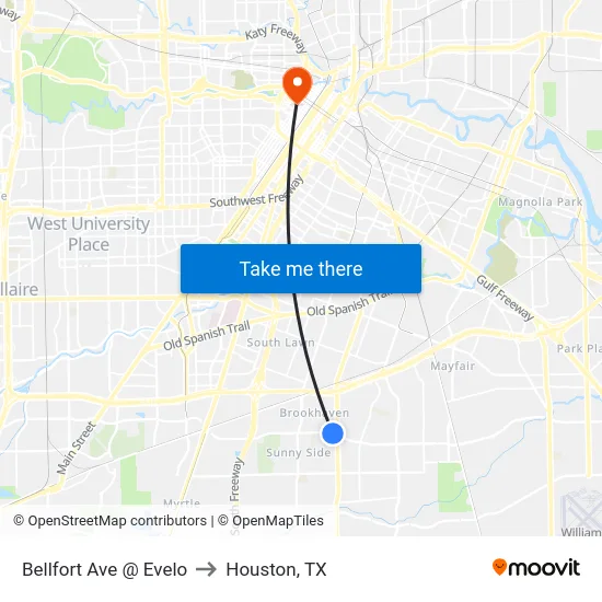 Bellfort Ave @ Evelo to Houston, TX map