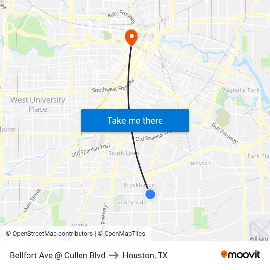 Bellfort Ave @ Cullen Blvd to Houston, TX map