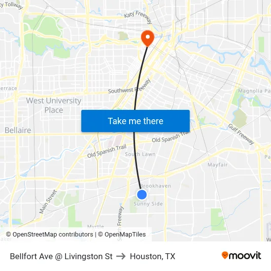 Bellfort Ave @ Livingston St to Houston, TX map
