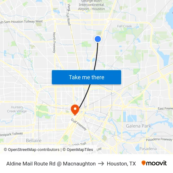 Aldine Mail Route Rd @ Macnaughton to Houston, TX map