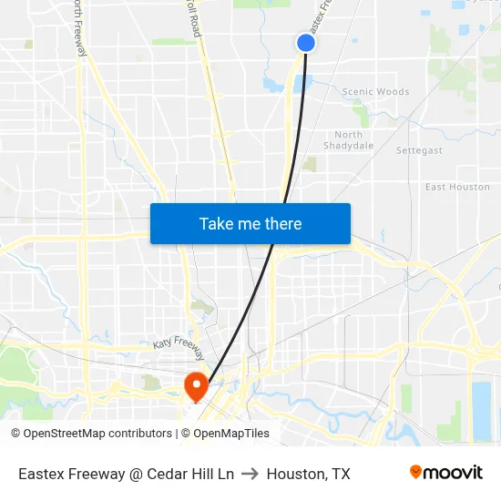 Eastex Freeway   @ Cedar Hill Ln to Houston, TX map