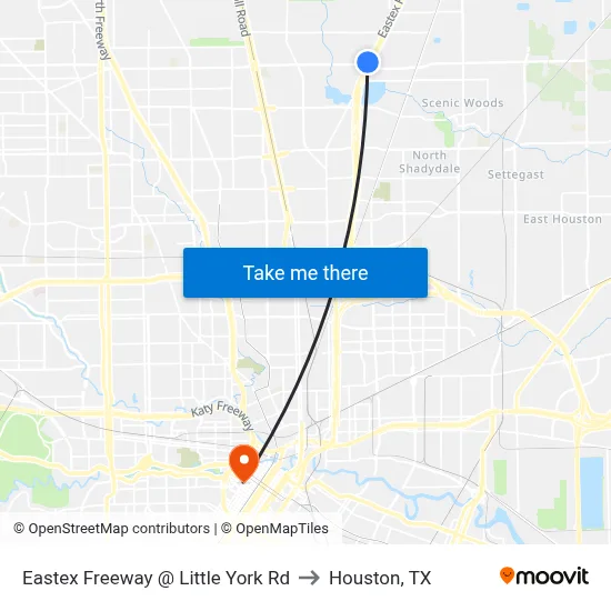 Eastex Freeway   @ Little York Rd to Houston, TX map