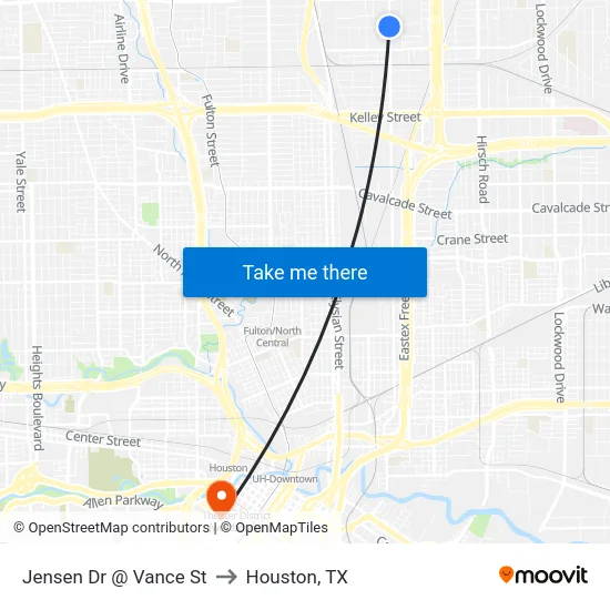 Jensen Dr @ Vance St to Houston, TX map