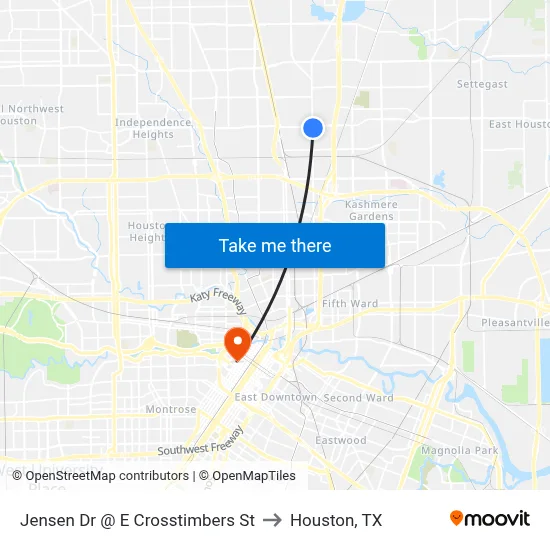 Jensen Dr @ E Crosstimbers St to Houston, TX map