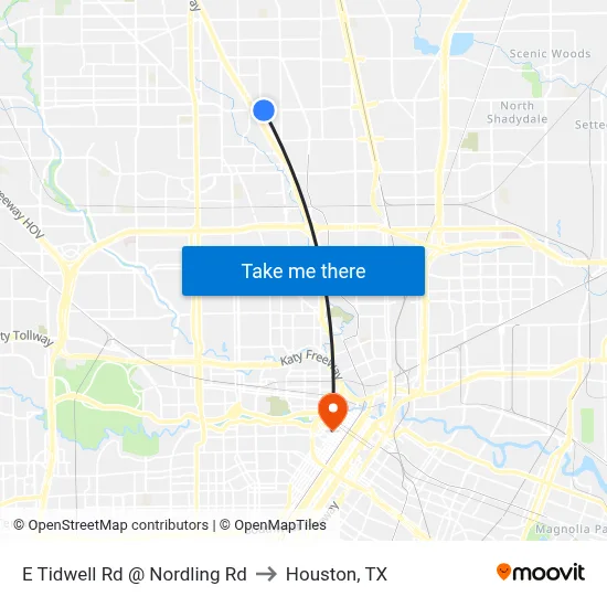 E Tidwell Rd @ Nordling Rd to Houston, TX map