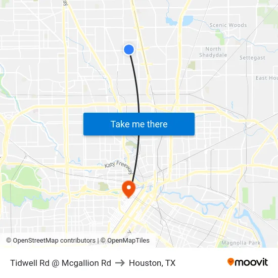Tidwell Rd @ Mcgallion Rd to Houston, TX map