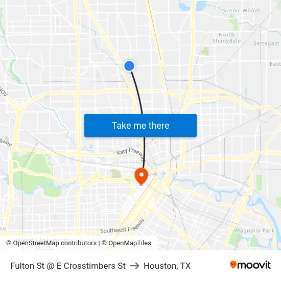 Fulton St @ E Crosstimbers St to Houston, TX map