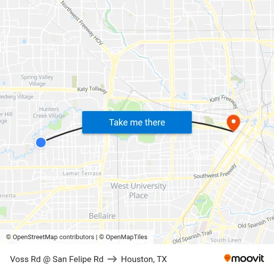 Voss Rd @ San Felipe Rd to Houston, TX map