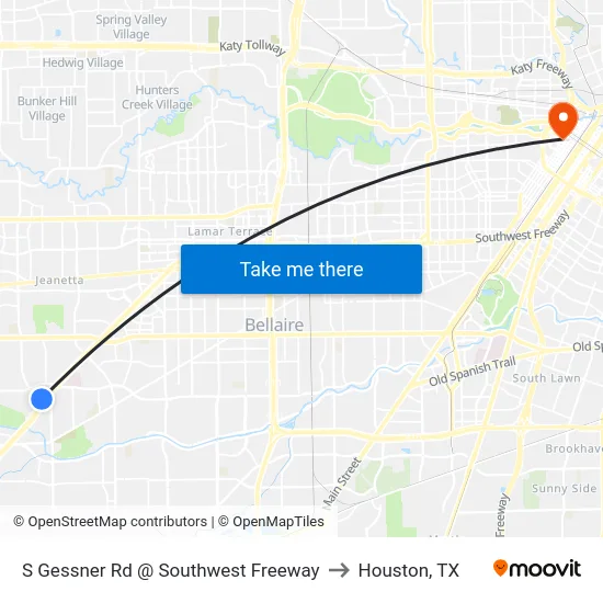 S Gessner Rd @ Southwest Freeway to Houston, TX map