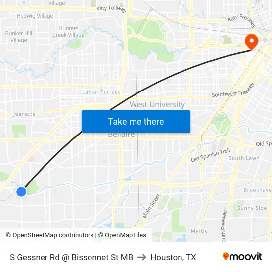 S Gessner Rd @ Bissonnet St MB to Houston, TX map