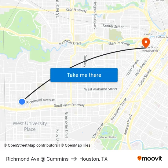 Richmond Ave @ Cummins to Houston, TX map